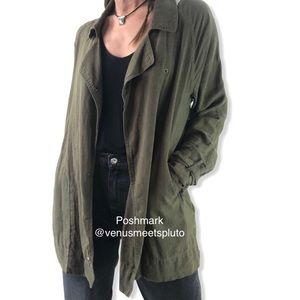 UO BDG Linen oversized Jacket Olive trench Sz S
